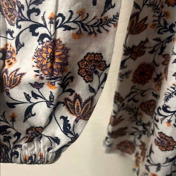 Vintage America Black and White 3/4 Sleeve Tunic with Bib Collar bohemian - Picture 7 of 9